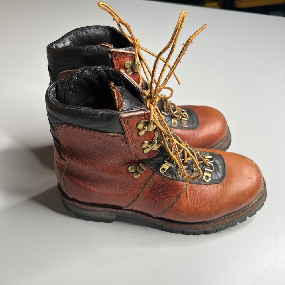Vintage Dexter Hiking Boots Vibram Sole Brown Leather Mountaineering USA Men's 7